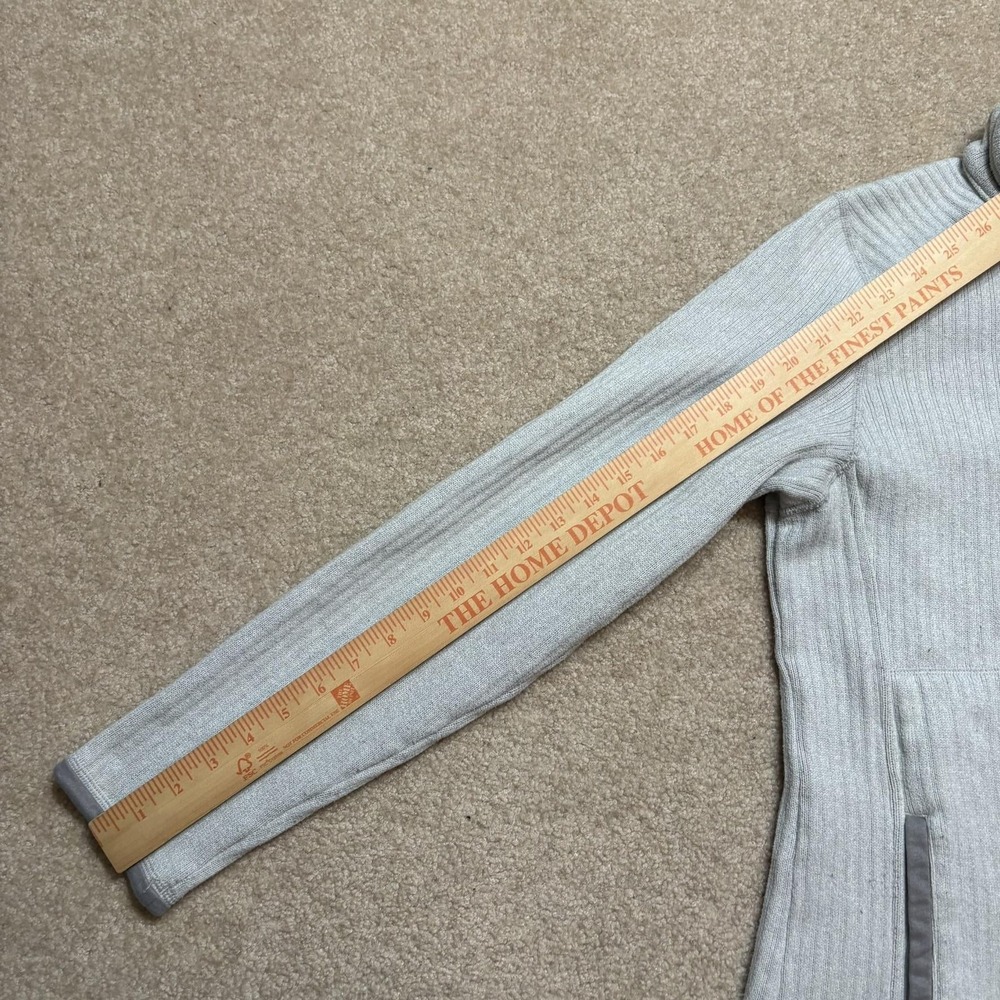 Patagonia Sweater Fleece Pullover Womens Large Gray 1/4 Zip Marsupial Stripe Rib - Picture 9 of 11